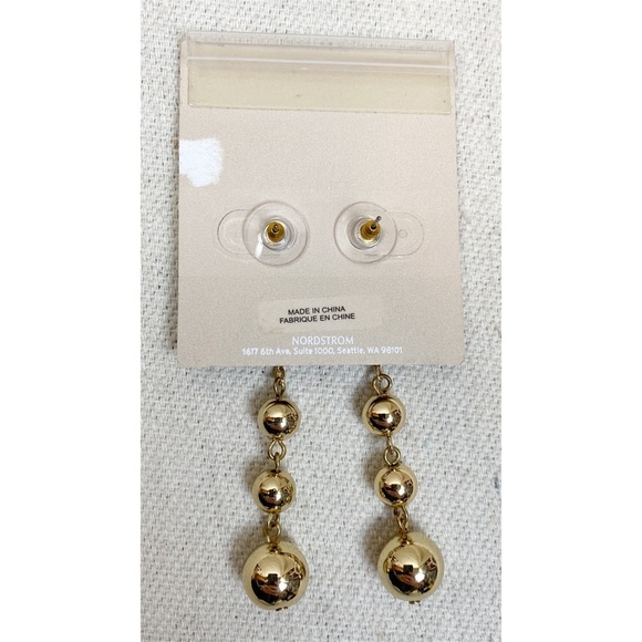 14th & Union Gold Ball Chain Drop Dangle Earrings NWT - Picture 2 of 3